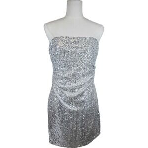 Abound Silver Sequin Strapless Ruched Mini Bodycon Party Dress